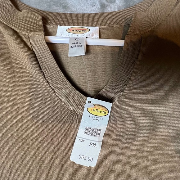 Talbots Petites Brown V Neck 3/4 Sleeve Knit Sweater Top XL - Picture 5 of 6